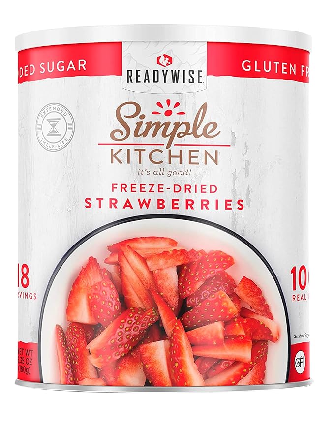 READYWISE - Simple Kitchen Freeze Dried Strawberries, 18 Servings, Vegan, Gluten Free, Healthy