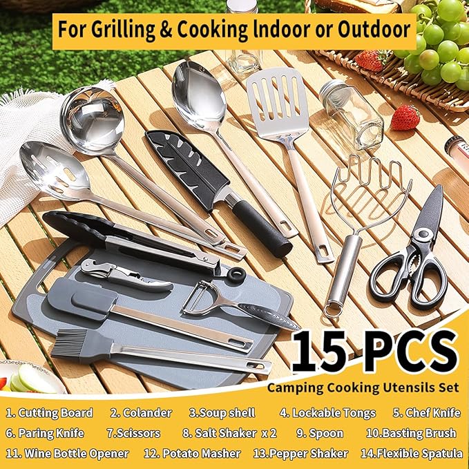 Camping Essentials Accessories Camping Gear Must Haves, Cooking Utensils Set Rv Camping Kitchen