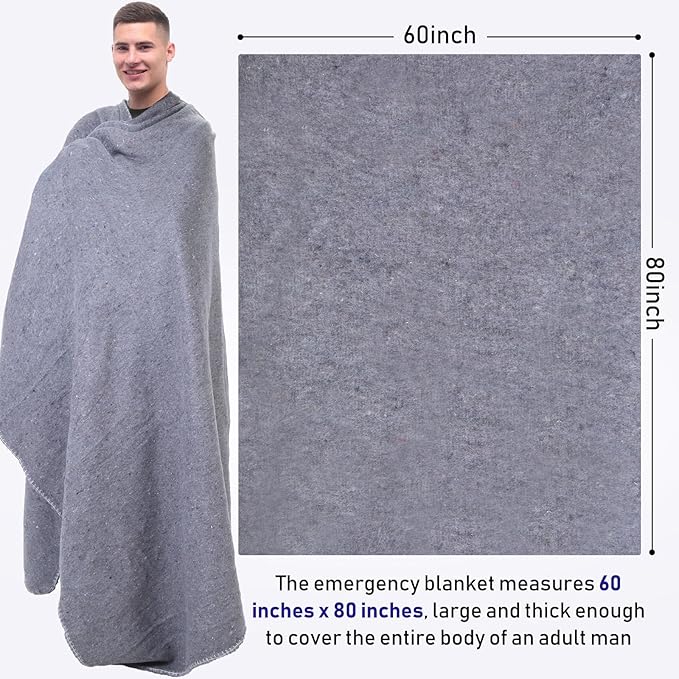 Preboun 6 Pcs First Aid Fire Retardant Blanket Military Blanket 60" x 80" Survival Blanket for