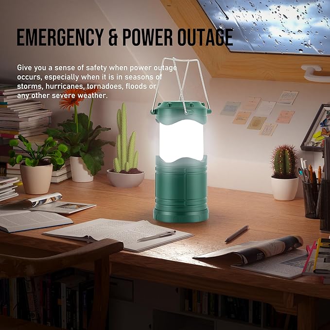 Lichamp LED Camping Lantern, 4 Pack Battery Powered Flashlight for Power Outages, Portable