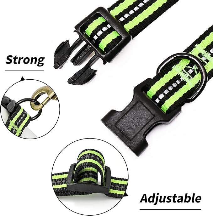 Mile High Life Reflective Dog Collar | Nylon Pet Collars wiith Buckle | Light Weight Puppy Collars