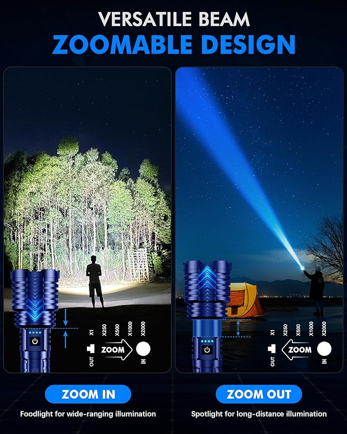 Super Bright Rechargeable LED Flashlights, 5000.000 True High Lumens, Powerful Tactical Flashlight
