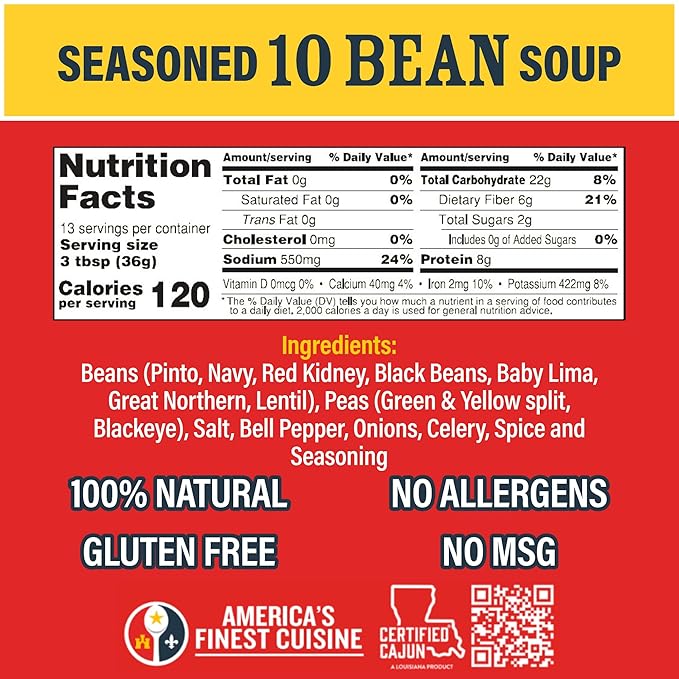 Seasoned Ten Bean Soup 16 oz Ragin Cajun (Pack of 4)