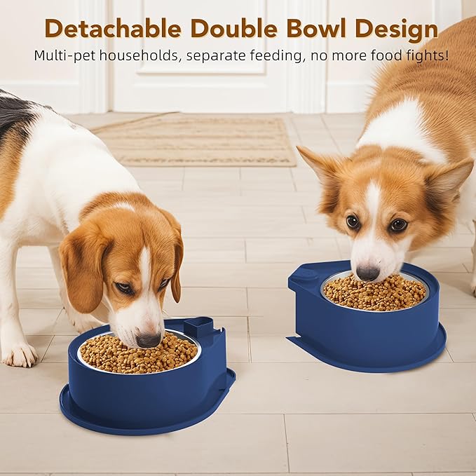 Stainless Steel Dog Bowl Set, 304 Metal Dual Food & Water Bowls for Dogs & Cats, Large Capacity Pet