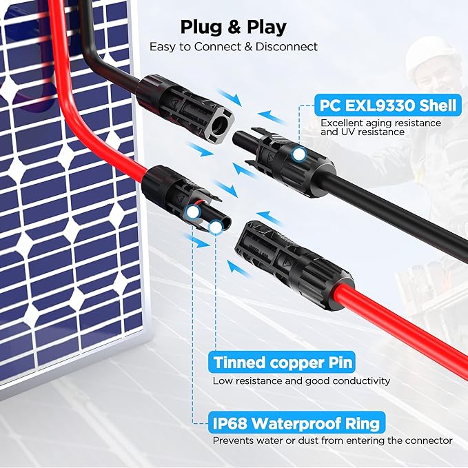Mc4 to Xt60, 20FT Xt60 Connector Solar Charge Cable, 12AWG Pure Copper Solar Panel Mc4 to XT60