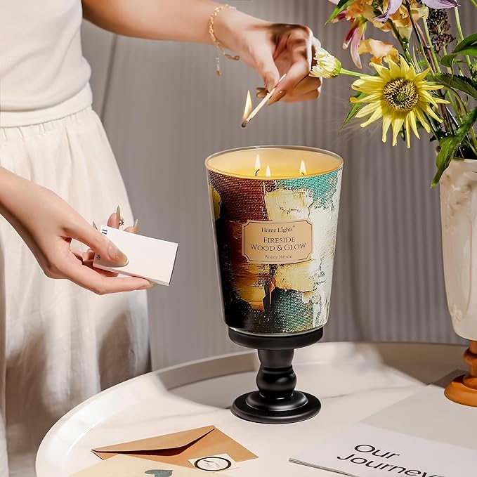 HomeLights 3-Wick Candles for Home Scented - 34oz Soy Wax Blend Candle Long-Lasting Fragrance