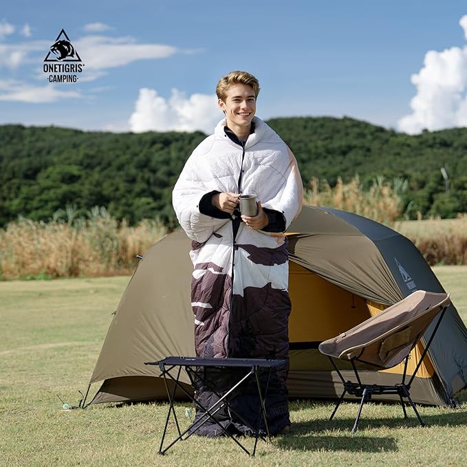 ONETIGRIS Camping Blanket,Wearable Outdoor Quilt with Recycled Thermal Insulation, Convertible to