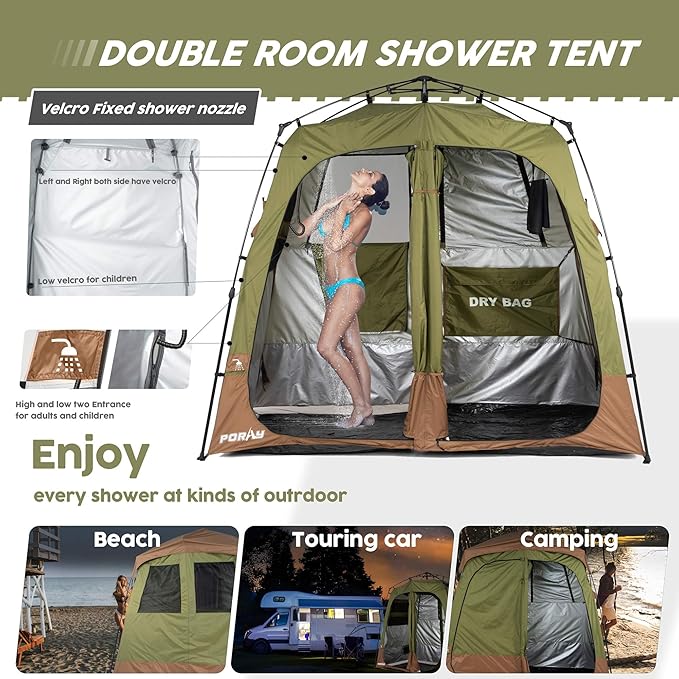 Camping Shower Tent Deluxe Changing Room Easy Set Up Privacy Shelter,Large Toilet Tent with Floor