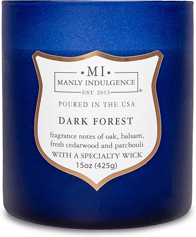 Manly Indulgence Dark Forest Scented Jar Candle for Men, Wood Wicked Candle, 15 oz - Oak, Balsam