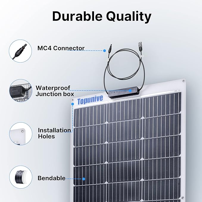 2PCS 100W 12V Flexible Solar Panel 9BB Monocrystalline Cell 12 Volt Semi-Flexible for Marine RV
