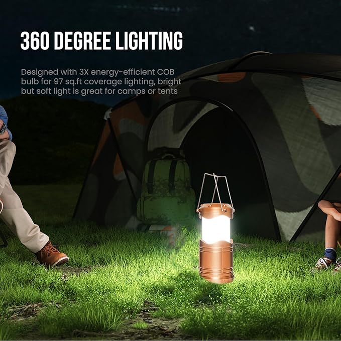 Lichamp LED Camping Lantern, 4 Pack Battery Powered Flashlight for Power Outages, Portable