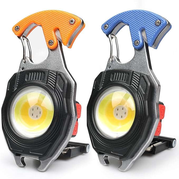 MAKDAK 2PC Keychain Flashlight Rechargeable Cob Keychain Work Light 7 Modes 1600Lumen High Lumen