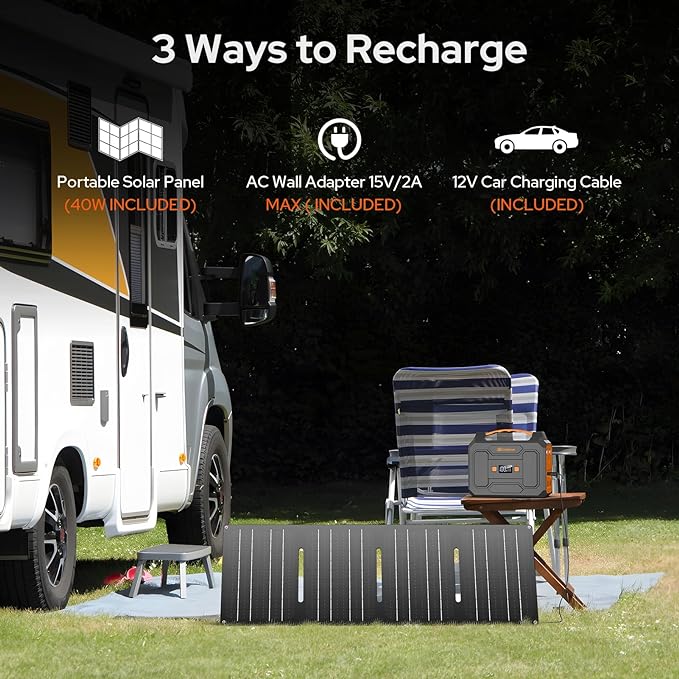 Portable Power Station with Foldable 40W Solar Panel, 100W Solar Powered Generator with Panels,110V