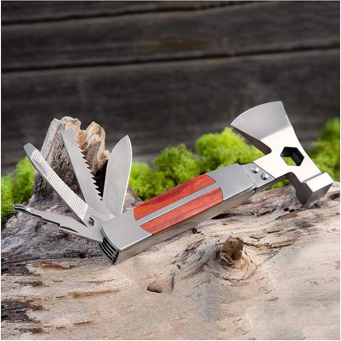 Sheffield 12301 Axe Multi Tool, 12-in-1 Camping Knives & Tools, Utility Tool Double Axe Head