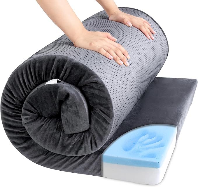 HOMBYS 3 INCH Thick Waterproof Memory Foam Camping Mattress for Outdoor Sleeping, Portable Roll Up