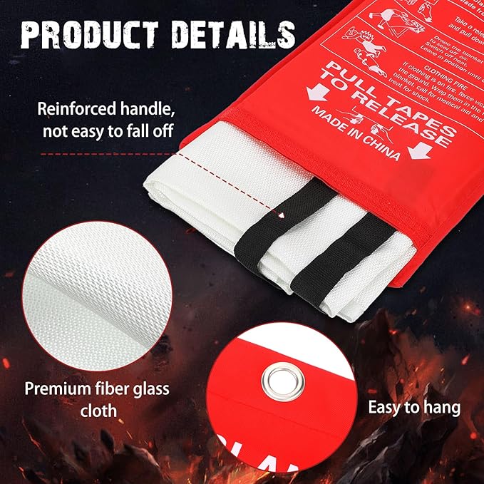 Macarrie 60 Pack 39??x 39??Fire Blanket Emergency for Home and Kitchen Safety Suppression Blanket