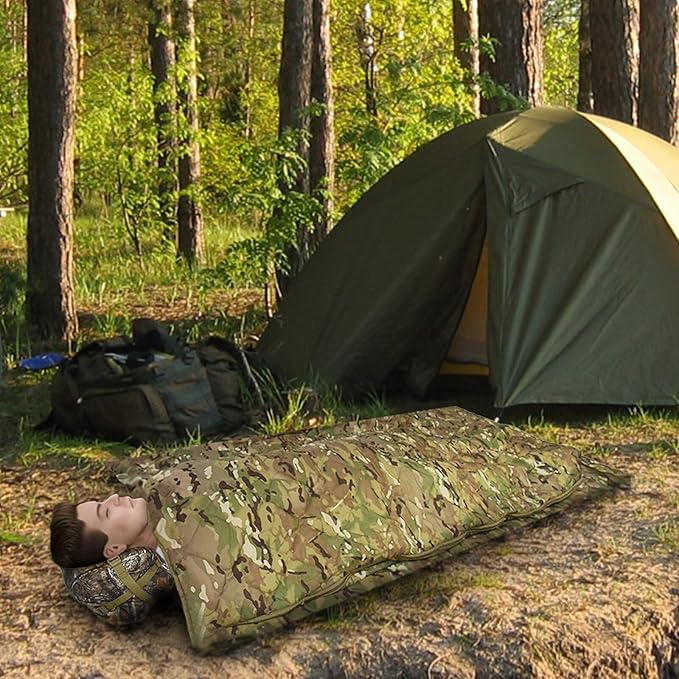 Poncho Liner Hoodie with Pocket Insulated Military Sleeping Bag Waterproof for Outdoor Camping