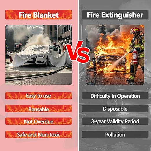 Vehicle Fire Blanket, Emergency Fire Extinguisher Blanket for Car,Survival Safety Fire Blanket for