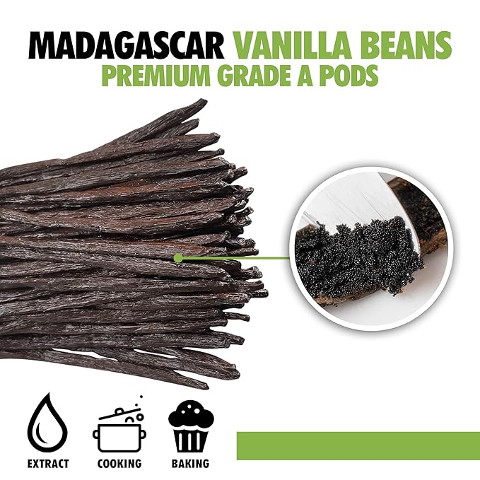 1Lb Organic Madagascar Vanilla Beans Grade A. Certified USDA Organic. 7"-8" by FITNCLEAN VANILLA