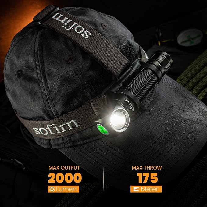 sofirn HS40 Rechargeable Headlamp 2000 Lumens, Super Bright Headlamp Flashlight with 6500k SST40
