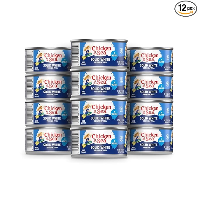 Chicken of the Sea Solid White Premium Albacore Tuna in Water, Wild Caught Tuna, 12 oz. Can (Pack