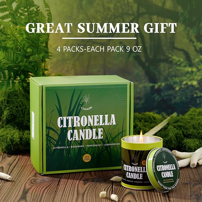 36oz Citronella Candles Outdoor Set, 4Pack Jar Candle for Patio Camping Backyard Picnic, Scented