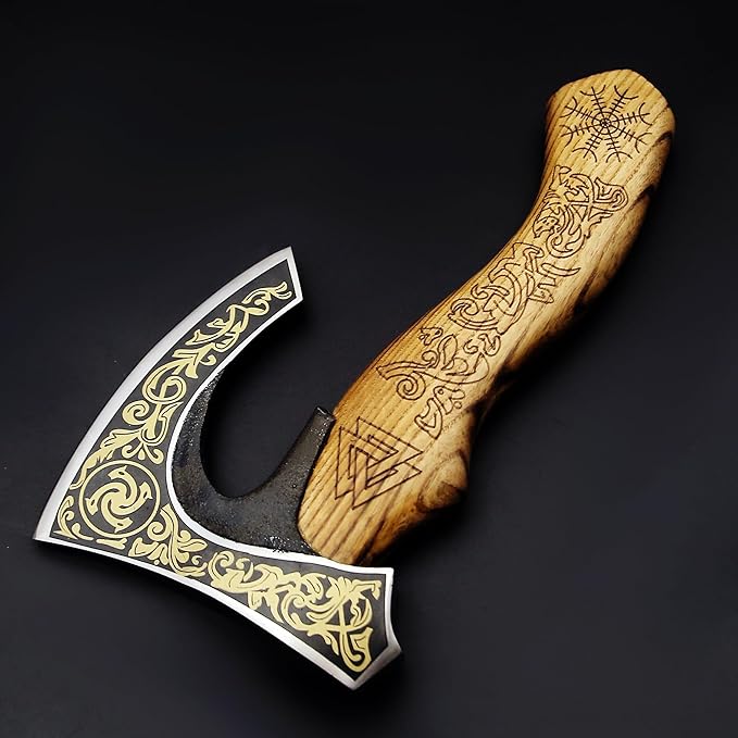 SHINY CRAFTS-Viking axe bearded axe tomahawk birthday gifts-Viking Axe with Carbon Steel Head and