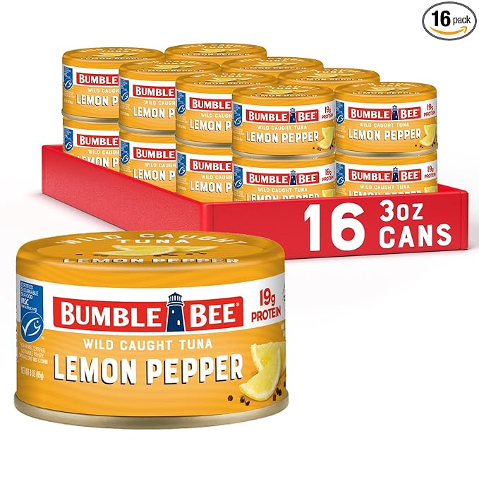 Bumble Bee Snackers - Lemon Pepper Tuna, 3 oz Easy Open Can - 19g Protein per Serving - Wild Caught