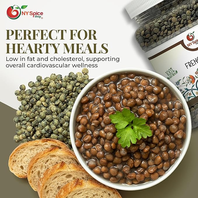 NY SPICE SHOP French Lentils ??1.5 Pounds French Green Lentils ??Dry Lentil Beans - Protein & Fiber