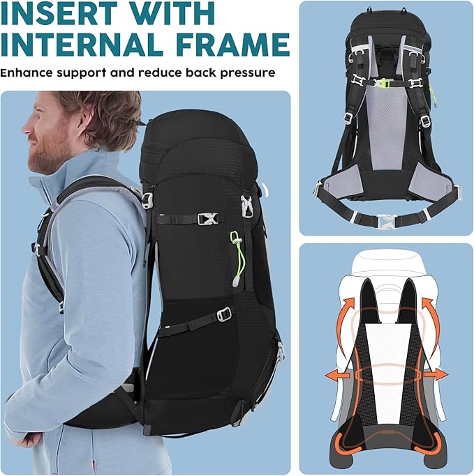N NEVO RHINO Internal Frame Hiking Backpack 50/60/65/70/80L, Mountain Climbing Camping Backpack