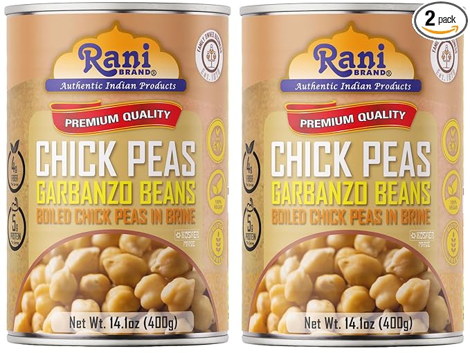 Rani Chick Peas, Garbanzo Beans (Boiled Chick Peas in Brine) Kabuli Chana 14oz (400g) Pack of 2 ~