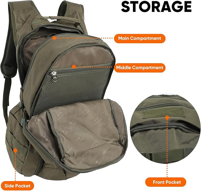35L Tactical Backpack for Men, MOLLE Military Bug Out Bag, Waterproof Rucksack for Hiking with