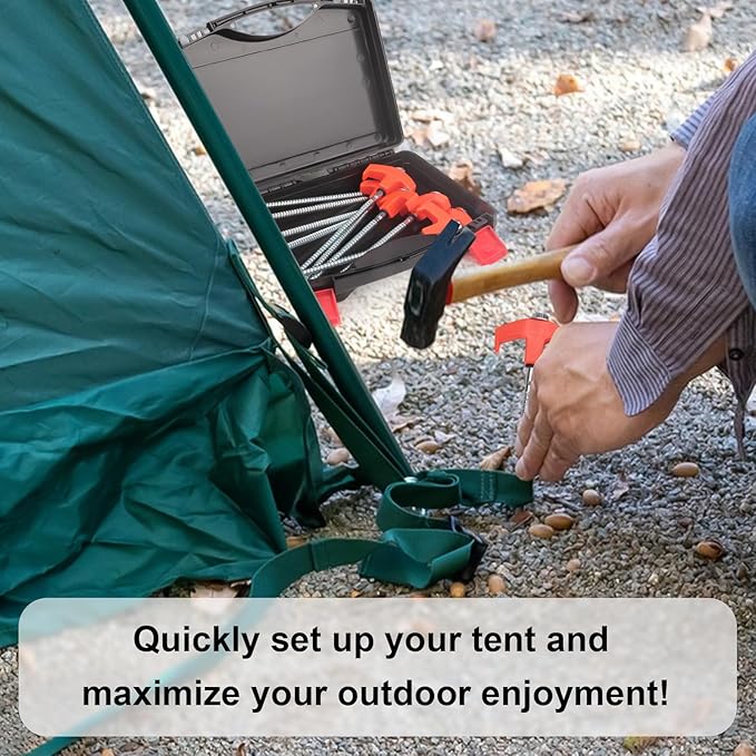 20 Pcs Tent Stakes Heavy Duty, 8 in Ground Anchors Screw in, Grow in the Dark Screw in Tent Stakes
