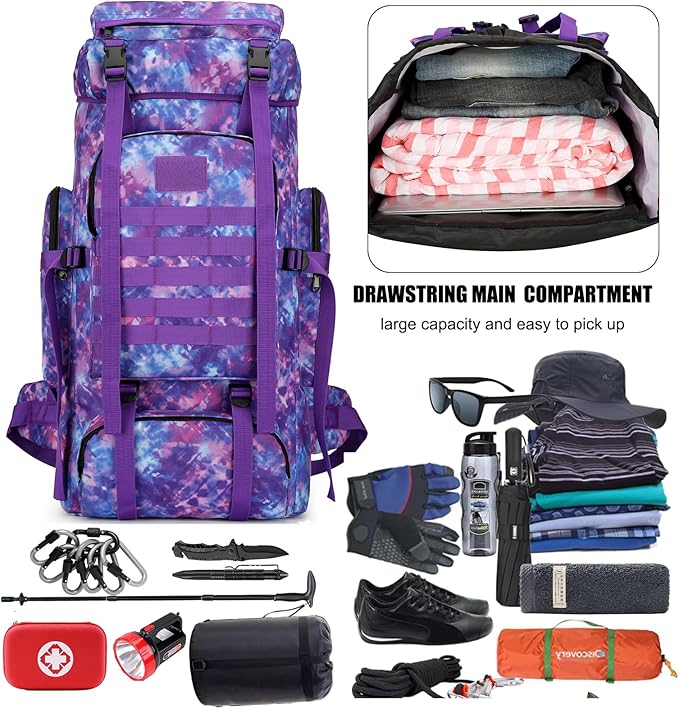 Hiking Backpack for Men 70L/100L Camping Backpack Military Rucksack Molle 3 Days Assault Pack for