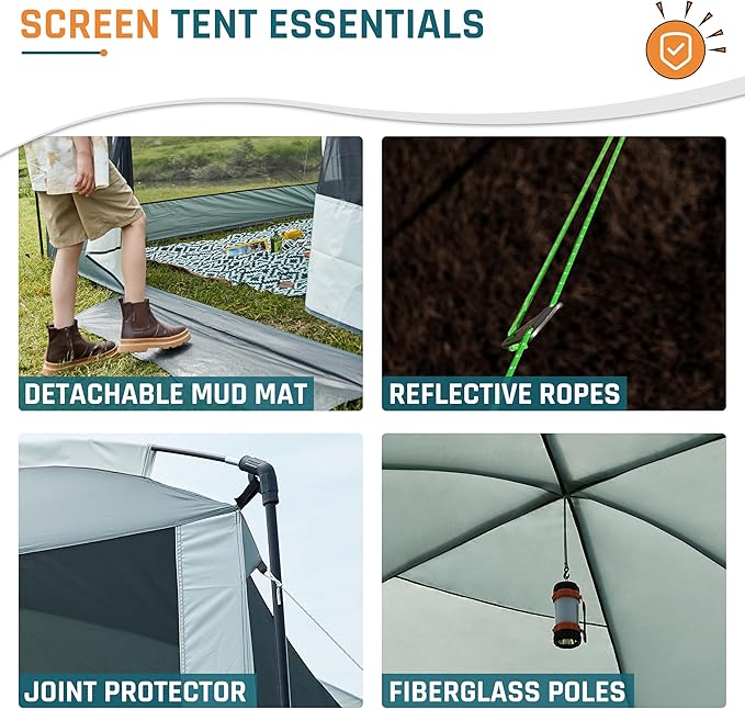Screen House Tent 13x9ft Screen Room Mesh Gazebos w/ 2 Magnetic Doors, Included Projection Screen