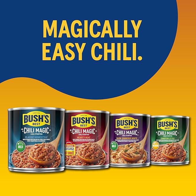 BUSH'S BEST Canned Texas Recipe Chili Magic Chili Beans Starter (Pack of 12), Source of Plant Based