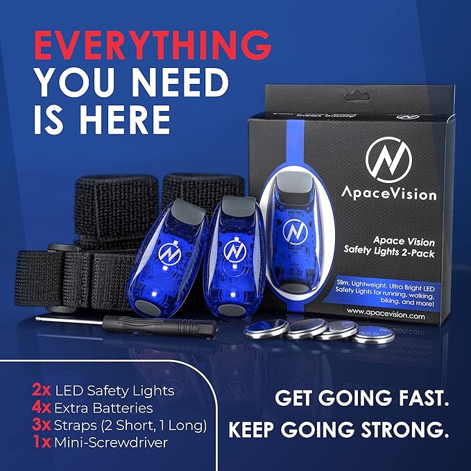 LED Safety Light (2 Pack) - Clip On Strobe/Running Lights for Runners, Dog, Bike, Walking, Boat