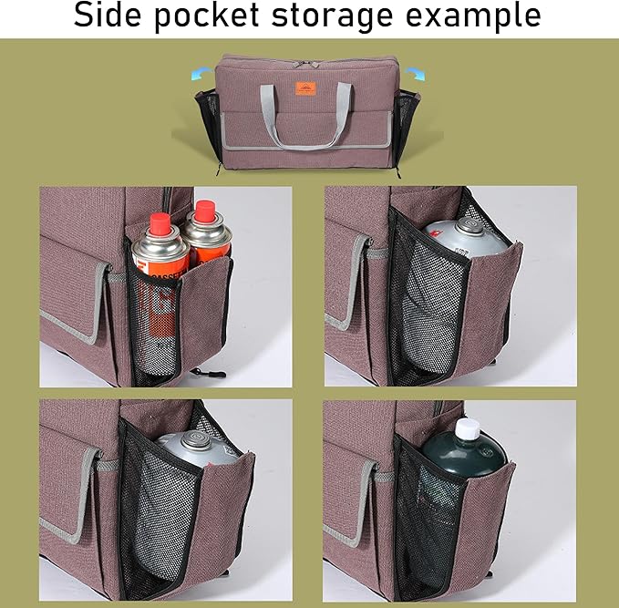 CAMPINGMOON Camping Stove Carry Case for Coleman 2-burner Stove Canvas CM-B Pockets for Gas Fuel