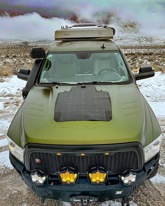 Lensun 80W 12V Hood Flexible Solar Panel for Ram 2500/3500 4th Gen (2010-2018) - Off Grid Solar