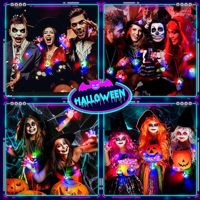 118 PCS Halloween Party Favors Bulk, 80 Rings, 14 Brooches, 12 Necklaces, 12 Bracelets,Halloween