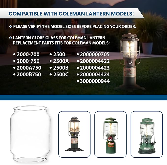 American Mantle Replacement Lantern Globe for Coleman Northstar Lanterns - 3.87"x4.6"x5.9"