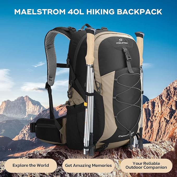 Maelstrom Hiking Backpack,Camping Backpack,40L Waterproof Hiking Daypack with Rain