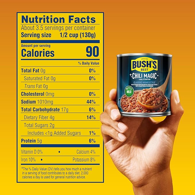 BUSH'S BEST Canned Chili Magic Chili Beans Starter Traditional Recipe (Pack of 12), Source of Plant