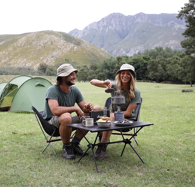 Naturehike FT11 Height Adjustable Camping Table, Ultralight Aluminum Roll Up Table with Carry Bag