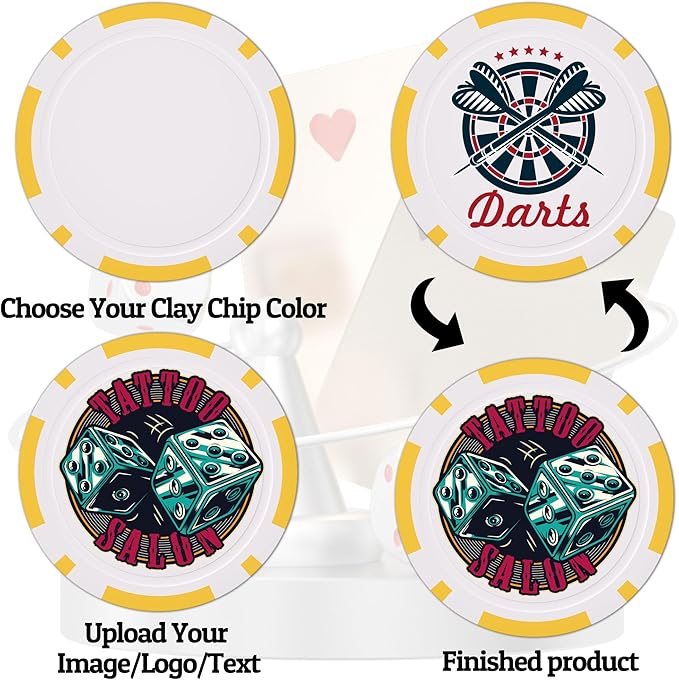 Custom Clay Poker Chips, 11.5Gram Personalized Poker Chips with Full Color Logo,Casino-Grade Monte