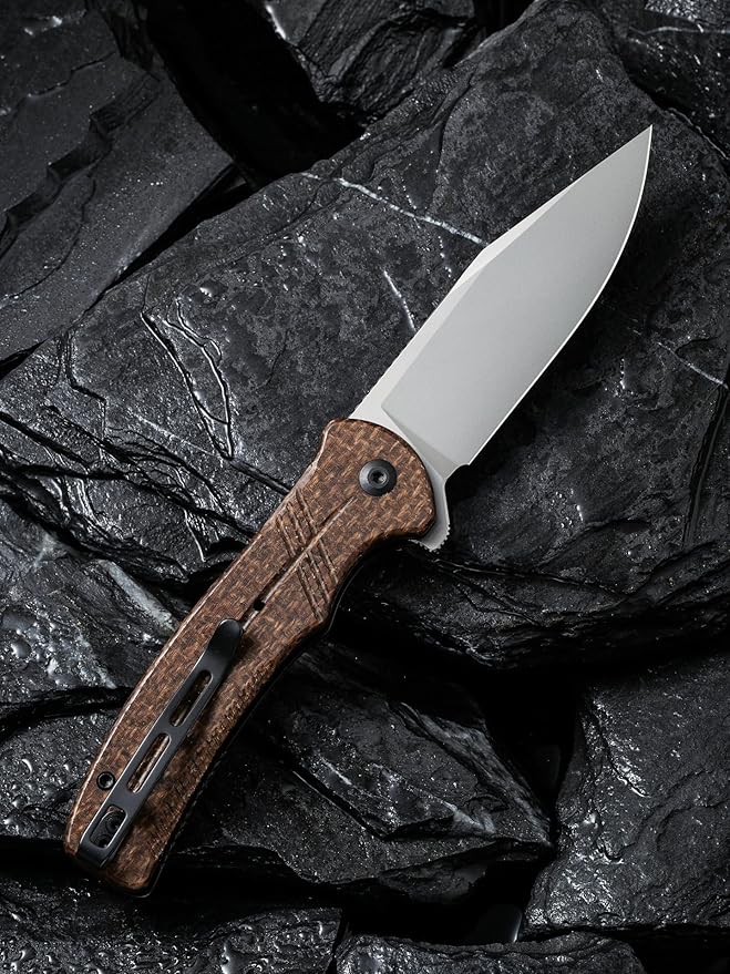 CIVIVI Folding Pocket Knife,Cogent Knife 14C28N Blade Brown Micarta Handle for EDC C20038D-6