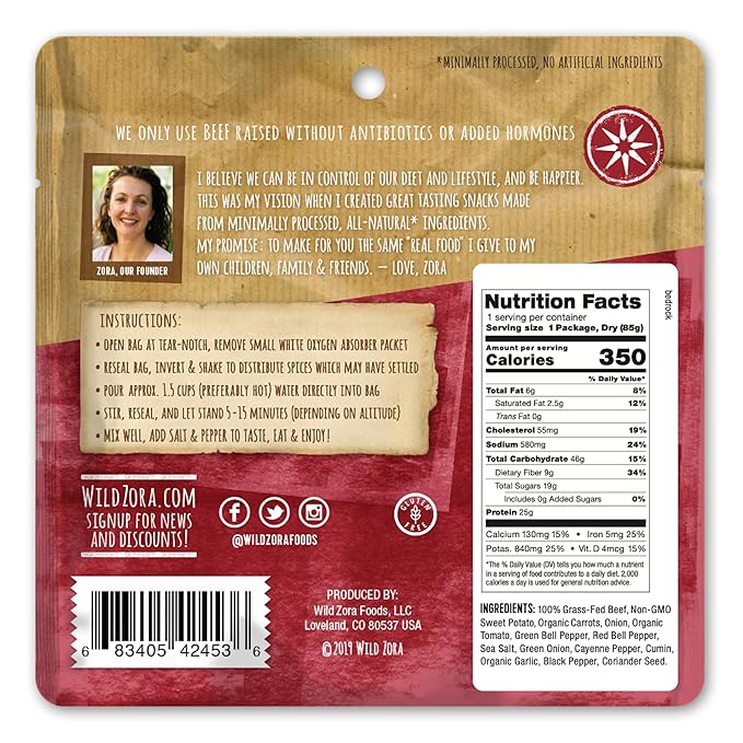 Wild Zora Paleo Freeze Dried Meals for Backpacking & Camping - Healthy Gluten Free & Grain Free