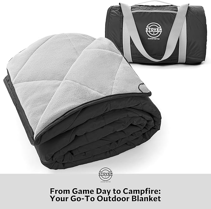STOVER Waterproof Stadium Blanket – Portable Outdoor Camping Blanket for Travel, Picnics, or Sports