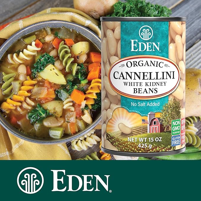 Eden Organic Cannellini White Kidney Beans, No Salt Added, 15-Ounce Cans (Pack of 12)