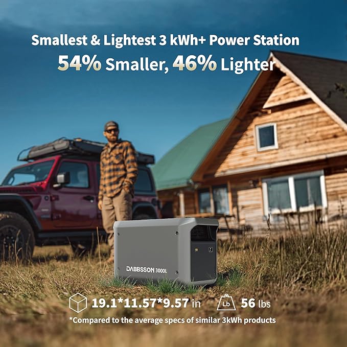 DABBSSON 3000L 3072Wh Solar Generator with 420W Solar Panel, Semi-Solid LiFePO4, 3000W AC